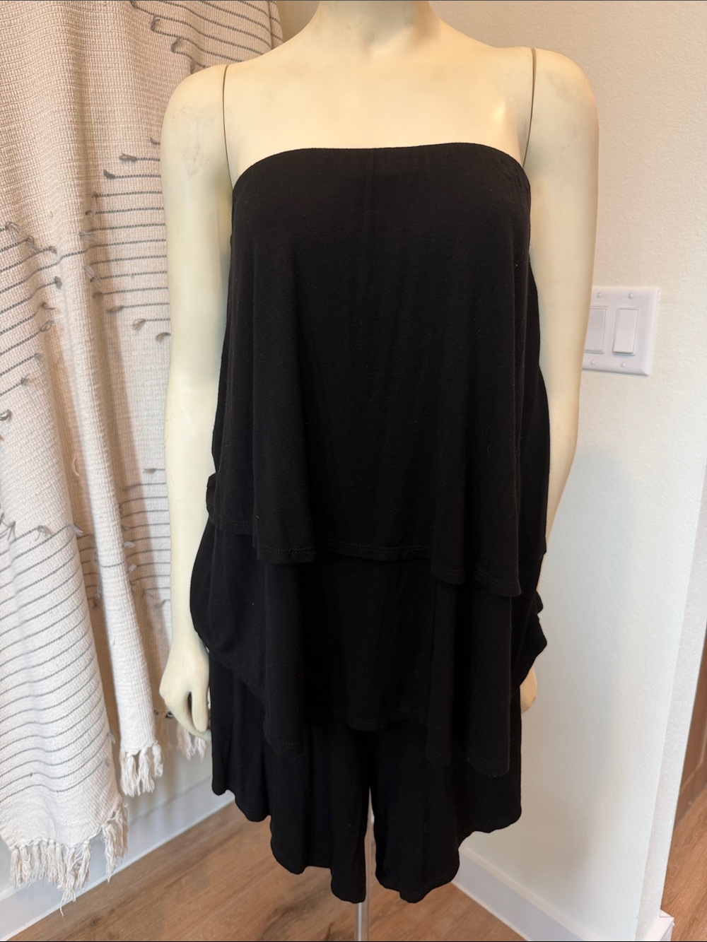 Free People Beach - Black Strapless Layered Top and Matching shorts